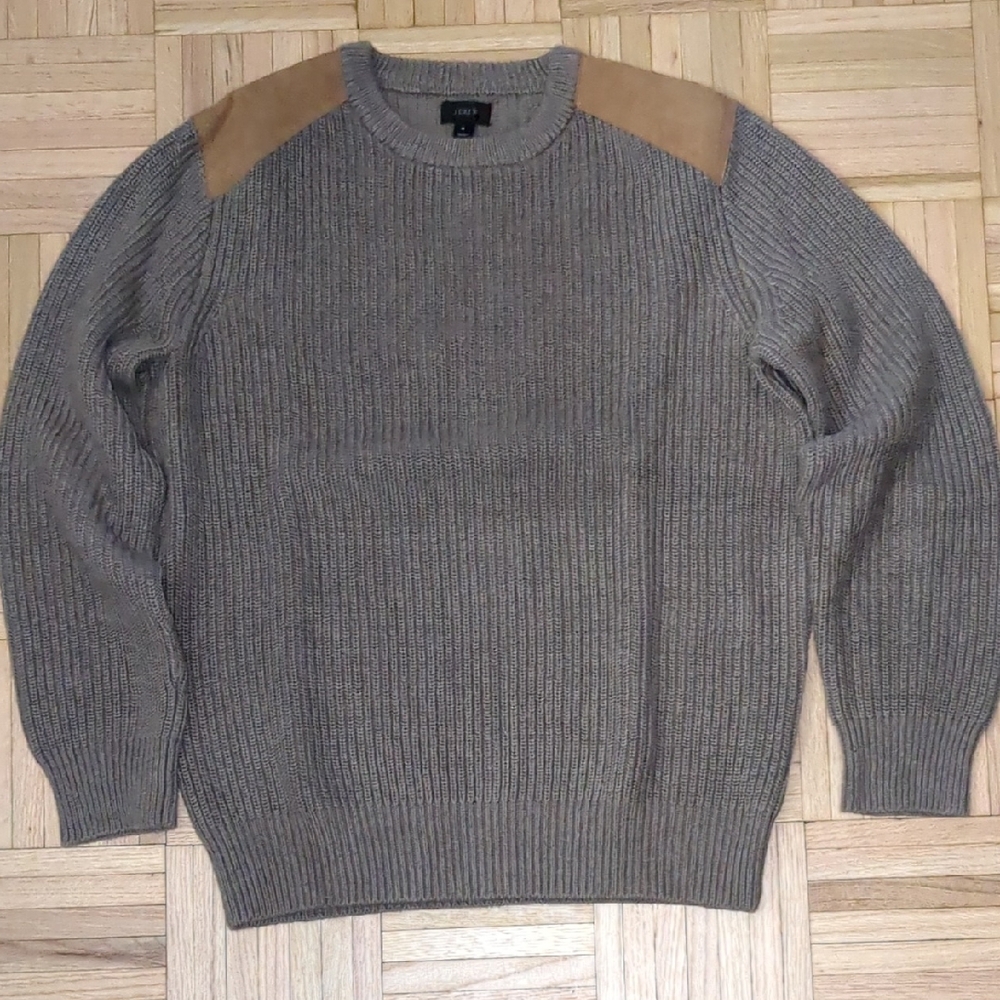 Jcrew Light Brown Shoulder Patch Chunky Sweater - image 1